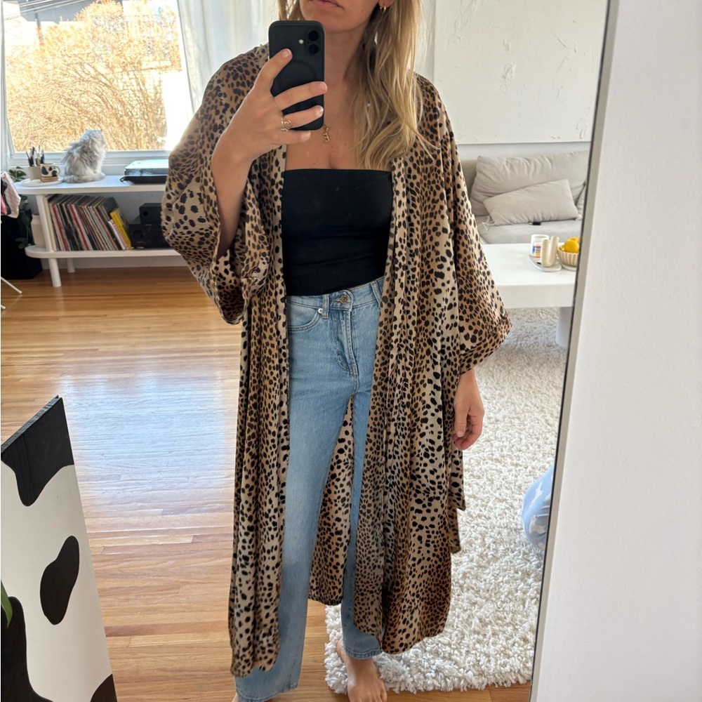 Leopard Print Vintage Satin Robe
